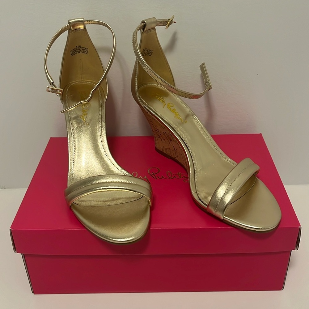 Lilly Pulitzer Jenna Wedge gold 8.5